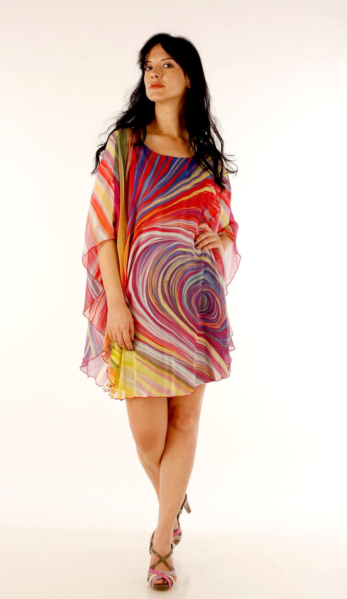 Cape Style Multicolor Dress - CHANGE!