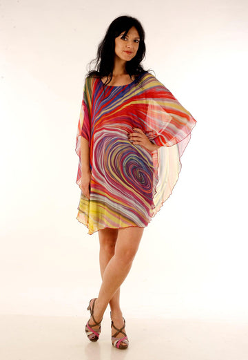 Cape Style Multicolor Dress