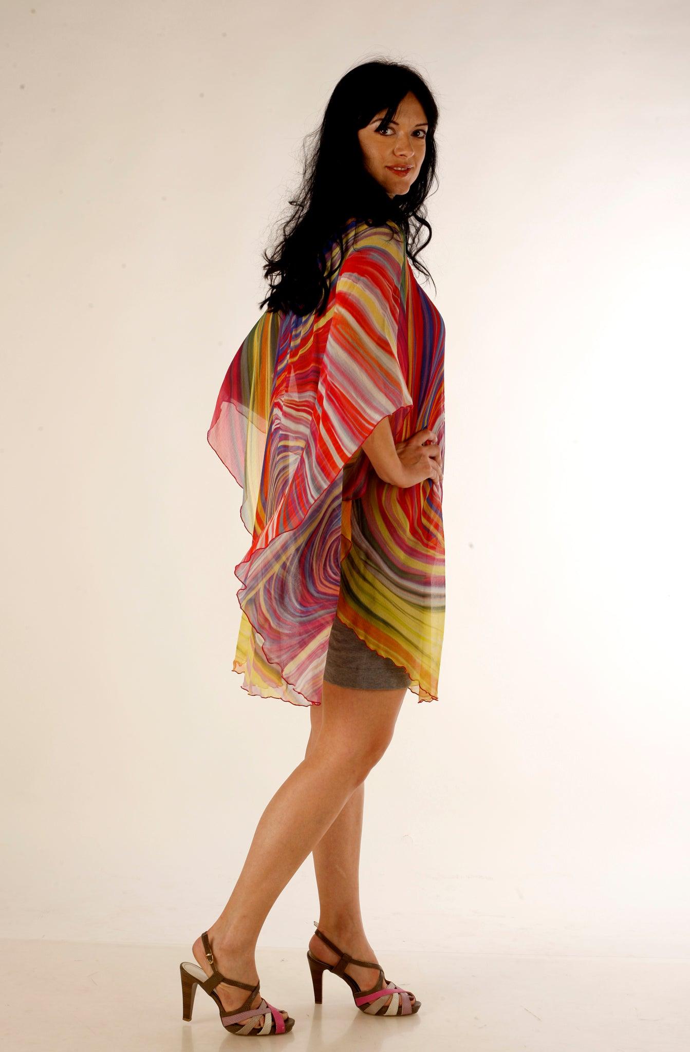 Cape Style Multicolor Dress - CHANGE!