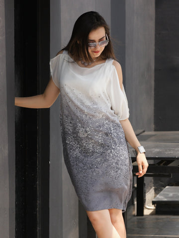 Grey Sequin Adorned Dress