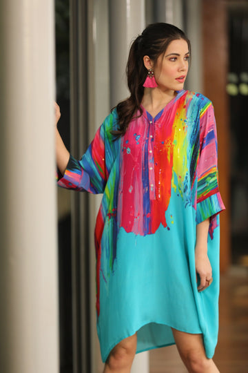 Multicolour Brushed Kaftan Tunic