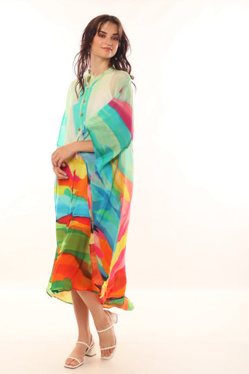 Abstract Painting Long Kaftan