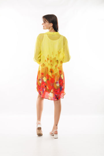 Yellow Tulip Print Long Shirt