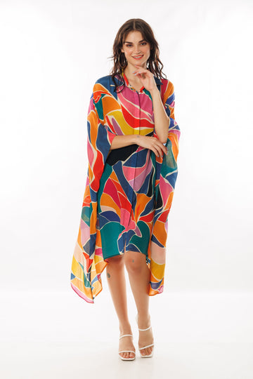 Abstract Multihued Kaftan Shirt