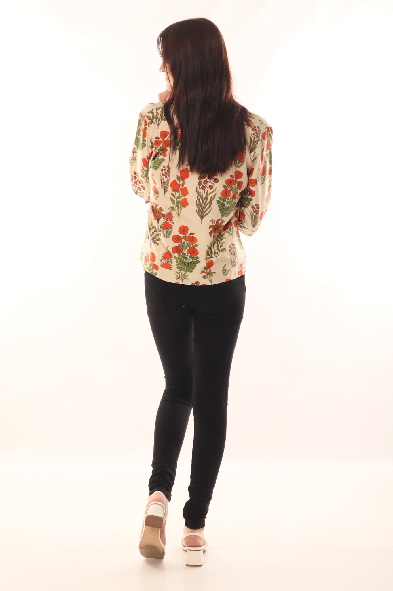 Beige Floral Print Blazer - CHANGE !