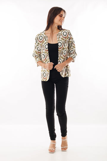 White Ornate Print Jacket