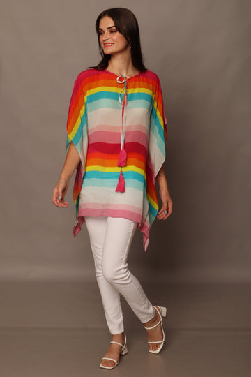 Multicolour Striped Kaftan Top