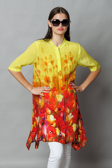 Yellow Tulip Print Dress